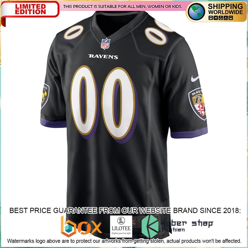 baltimore ravens nike alternate custom black football jersey 2 949