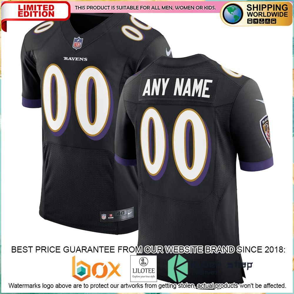 baltimore ravens nike speed machine elite custom black football jersey 1 553