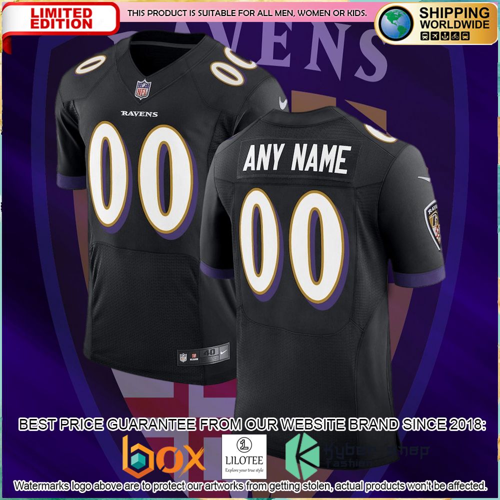 baltimore ravens nike speed machine elite custom black football jersey 1 778