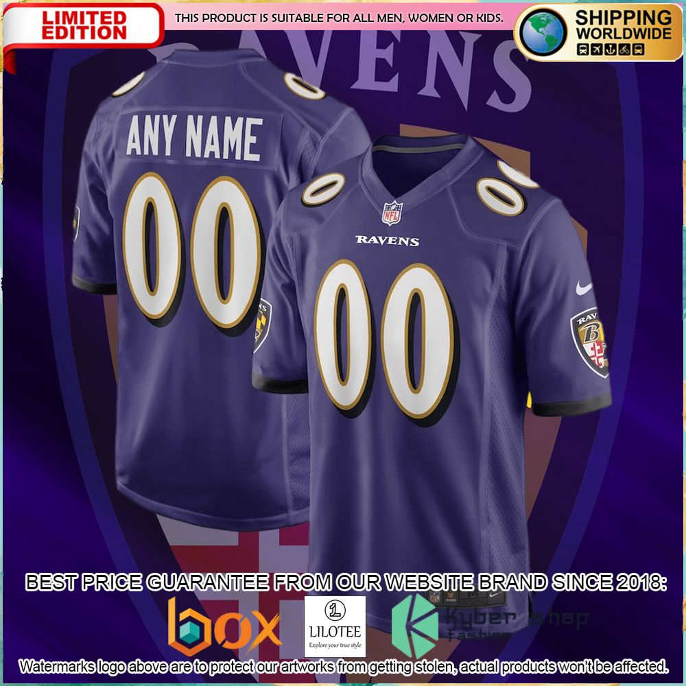 baltimore ravens nike youth custom purple football jersey 1 754