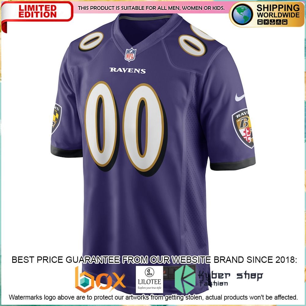 baltimore ravens nike youth custom purple football jersey 2 110