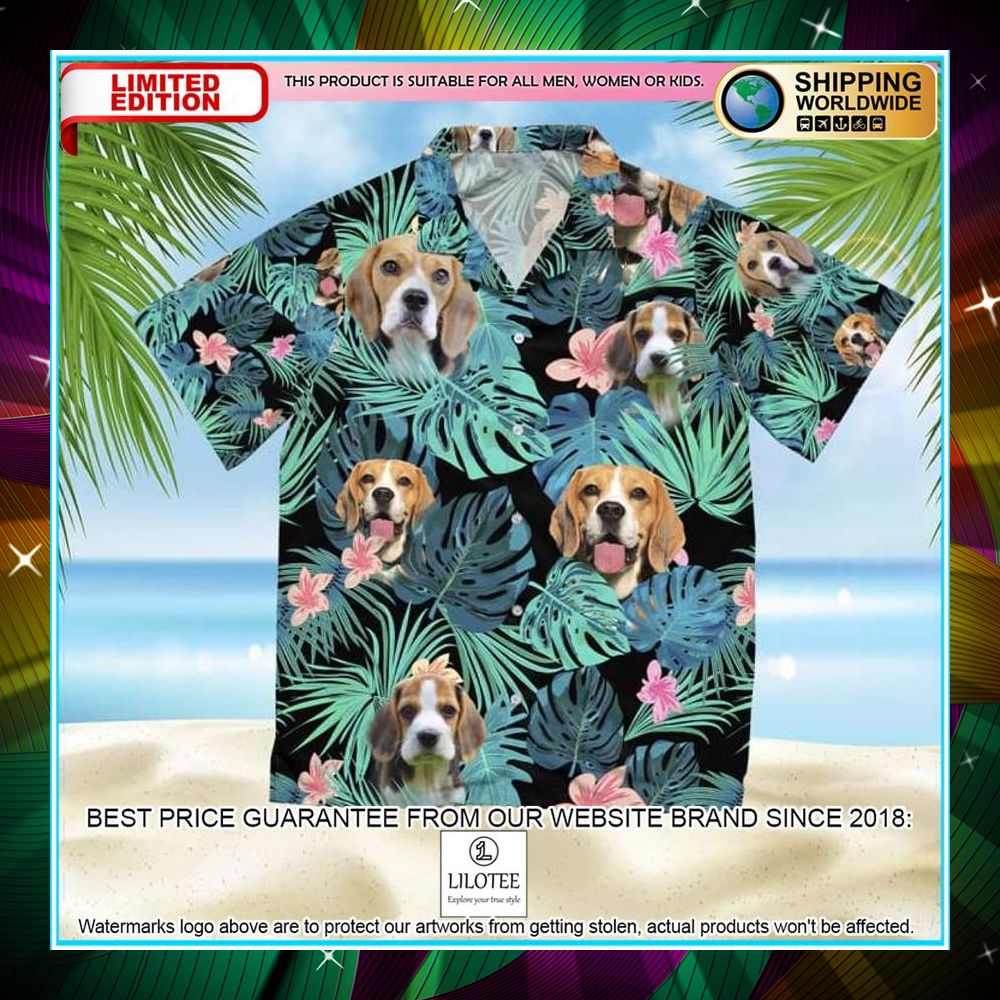beagle summer leaves black hawaiian shirt 1 272