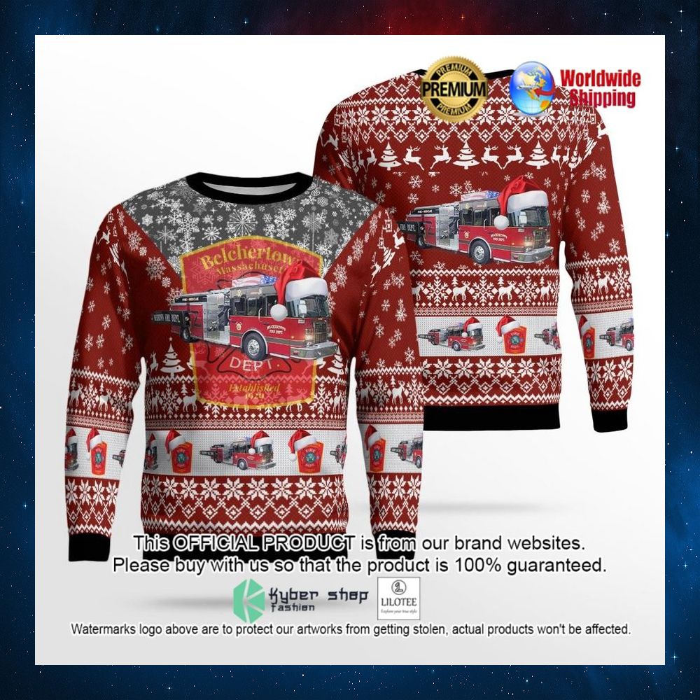 belchertown fire department belchertown massachusetts santa hat sweater 1 276