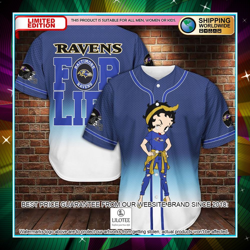 betty boop baltimore ravens for life baseball jersey 1 689