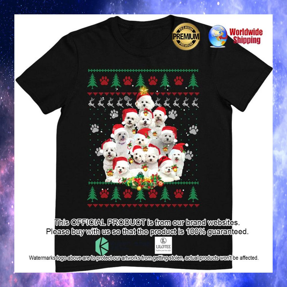 bichon frise christmas dog lover shirt christmas sweater xmas tree t shirt 1 399