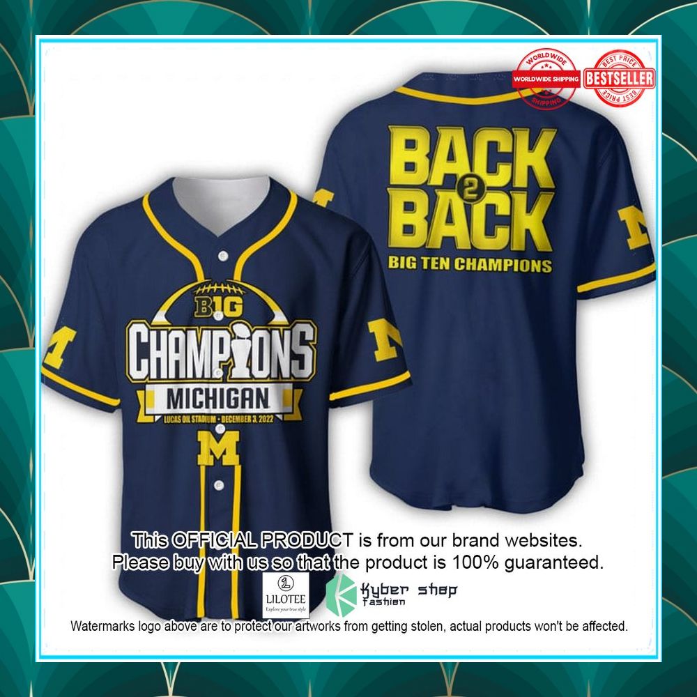 big ten champions michigan wolverines blue baseball jersey 1 110