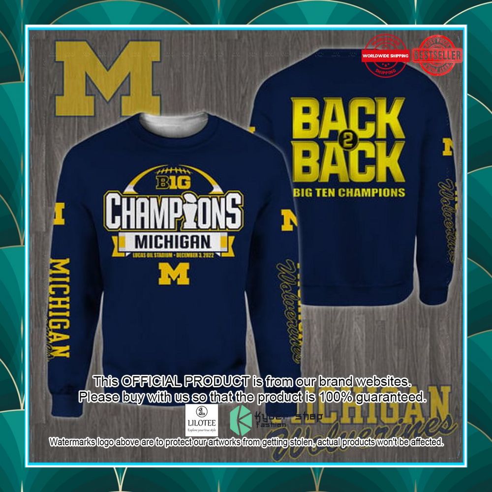 big ten champions michigan wolverines blue shirt hoodie 2 344
