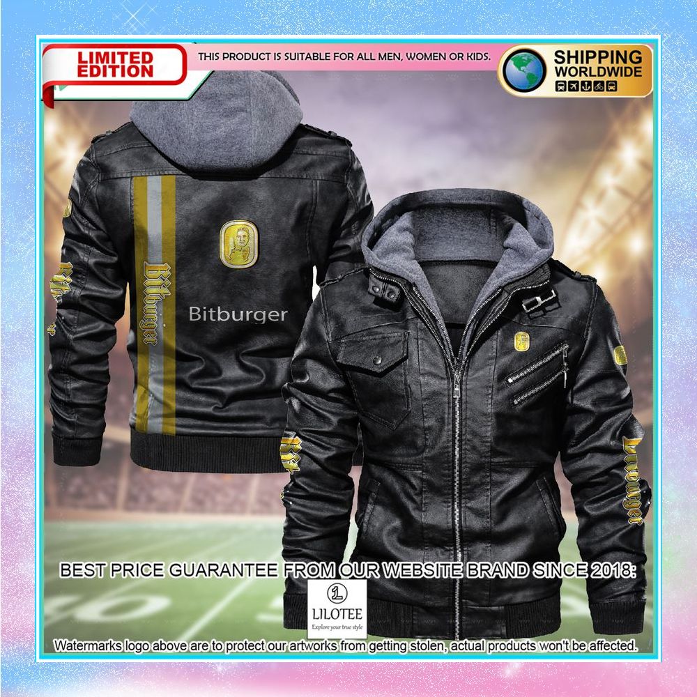 bitburger leather jacket fleece jacket 2 534