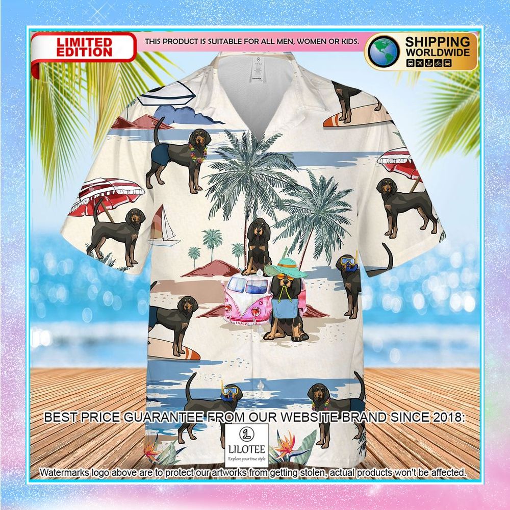 black and tan coonhound summer beach hawaiian shirt 1 276
