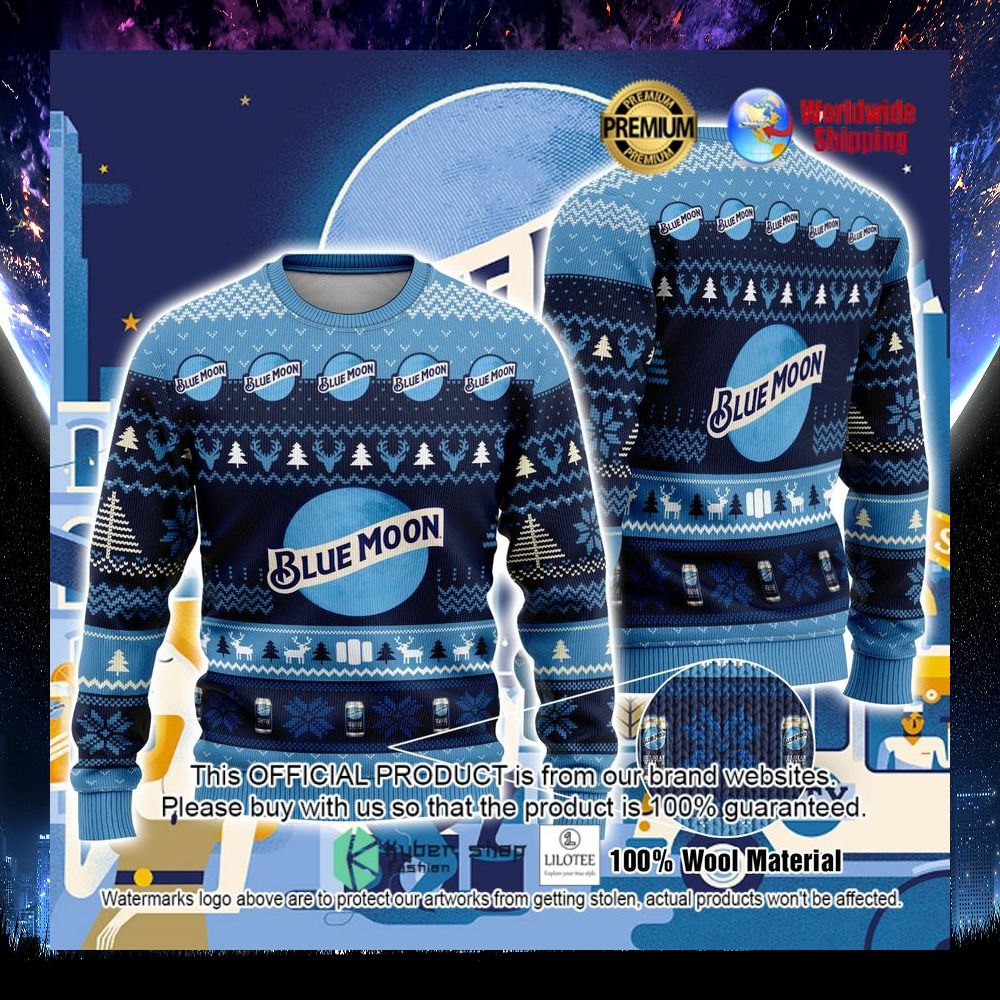 blue moon beer navy blue sweater 1 168