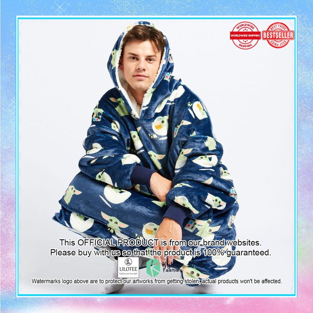 blue the mandalorian grogu oodie blanket hoodie 1 625