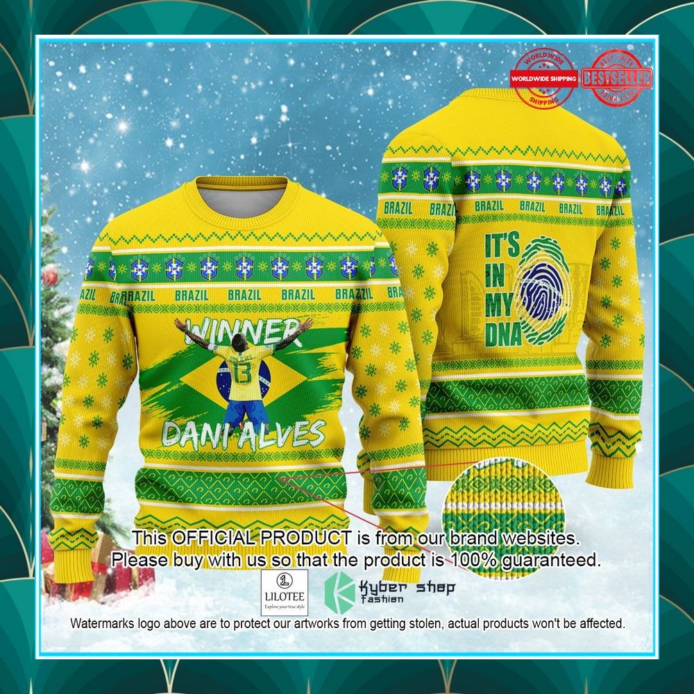 brazil dani alves its in my dna fifa world cup qatar 2022 christmas sweater 1 405