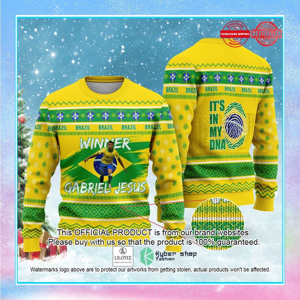 brazil gabriel jesus its in my dna fifa world cup qatar 2022 christmas sweater 1 231