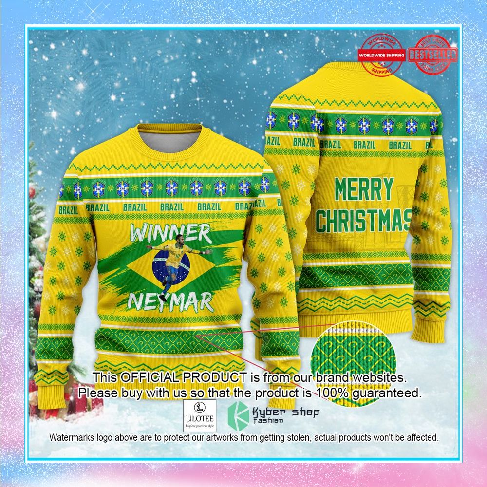 brazil neymar jr fifa qatar world cup 2022 football star merry christmas sweater 1 566