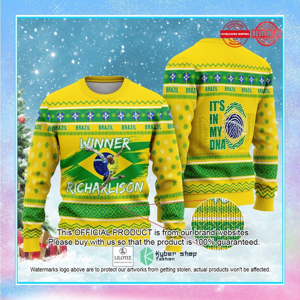 brazil richarlison its in my dna fifa world cup qatar 2022 christmas sweater 1 189