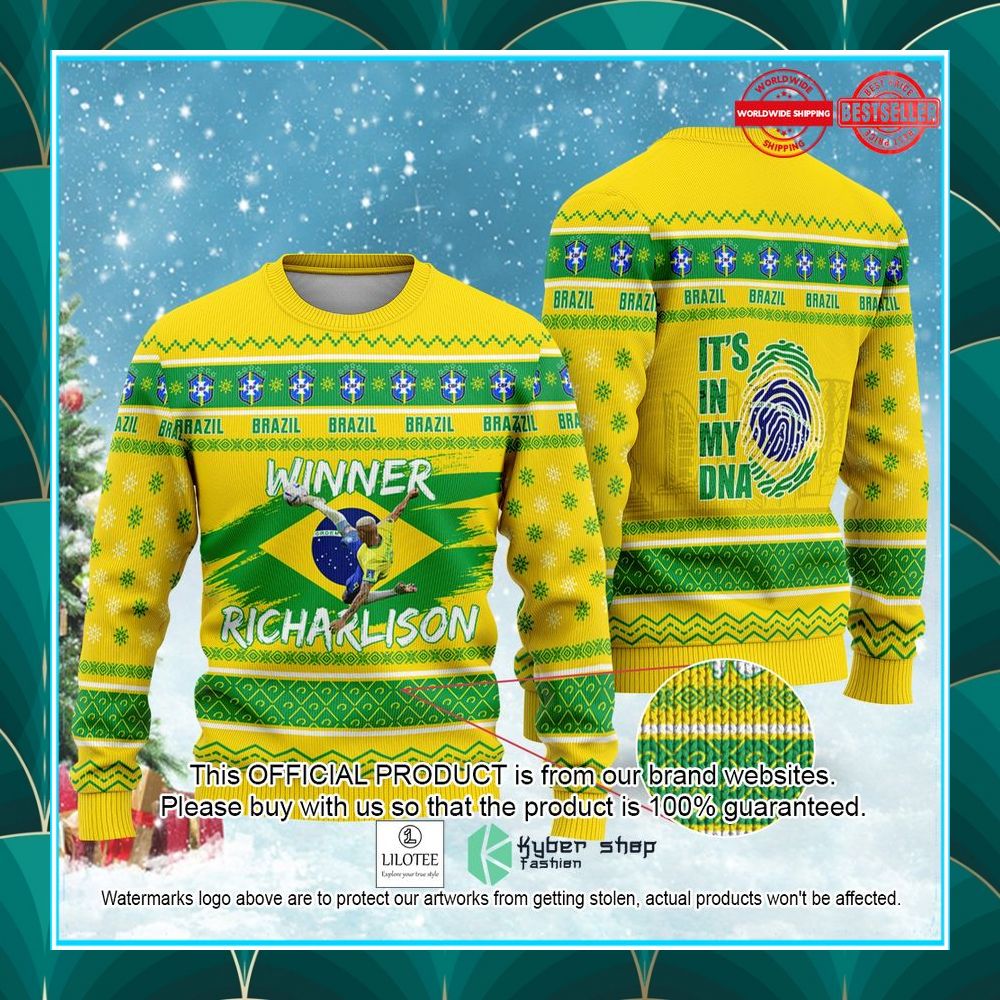 brazil richarlison its in my dna fifa world cup qatar 2022 christmas sweater 1 37
