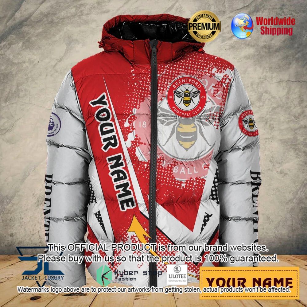 brentford fc custom name 3d puffer down jacket bomber jacket 1 367