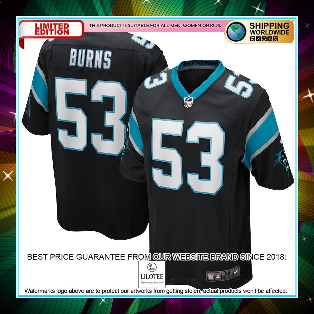brian burns carolina panthers black football jersey 1 611