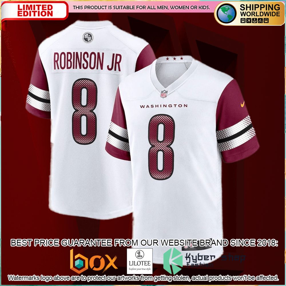 brian robinson jr washington commanders nike away white football jersey 1 271