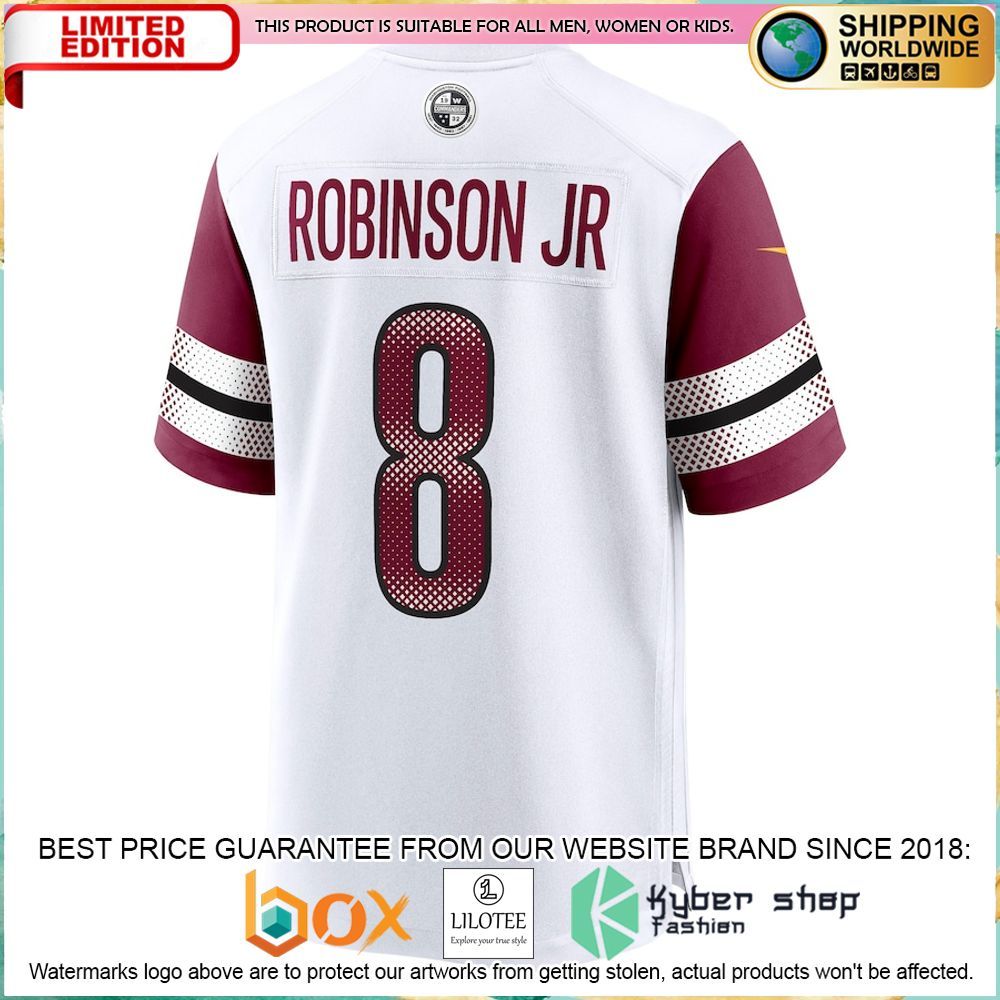 brian robinson jr washington commanders nike away white football jersey 3 429