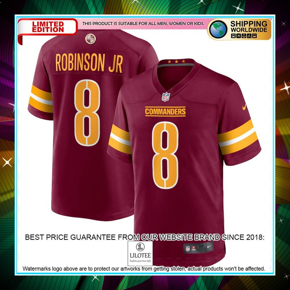 brian robinson washington commanders player burgundy football jersey 1 972