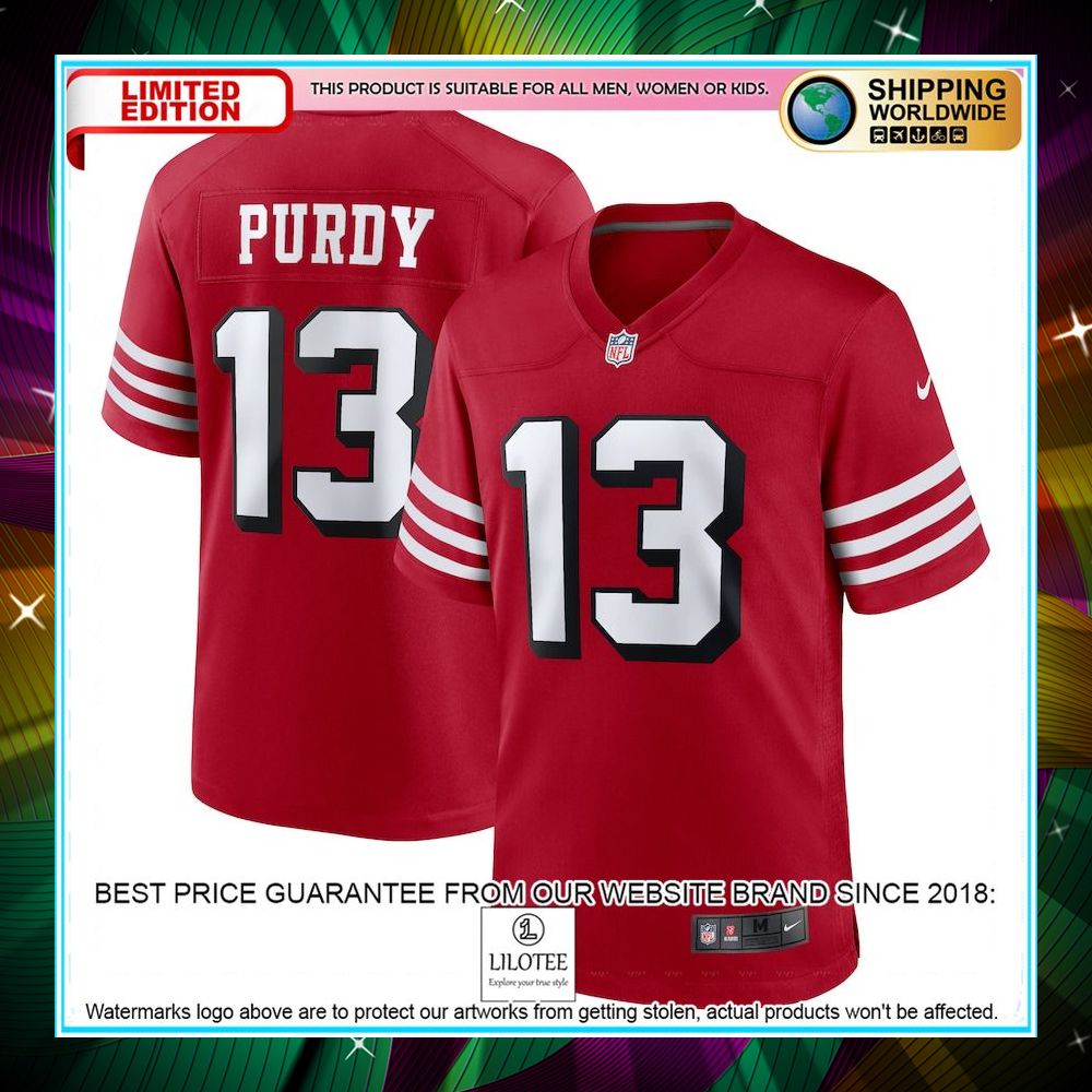 brock purdy san francisco 49ers alternate player scarlet football jersey 1 841