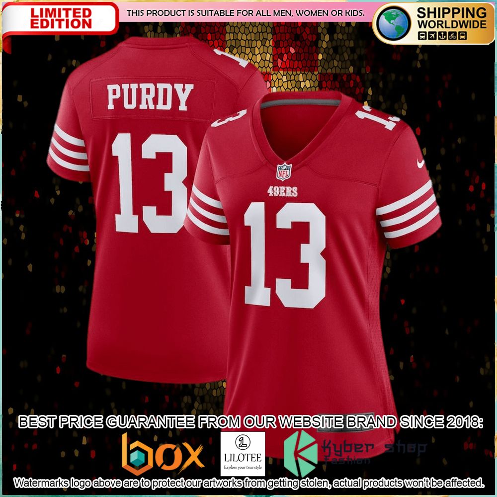 brock purdy san francisco 49ers nike womens scarlet football jersey 1 741
