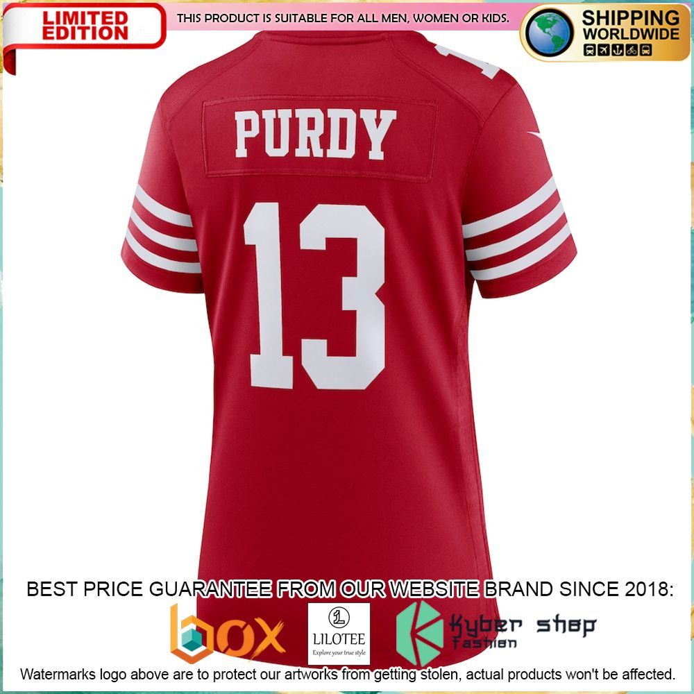 brock purdy san francisco 49ers nike womens scarlet football jersey 3 595