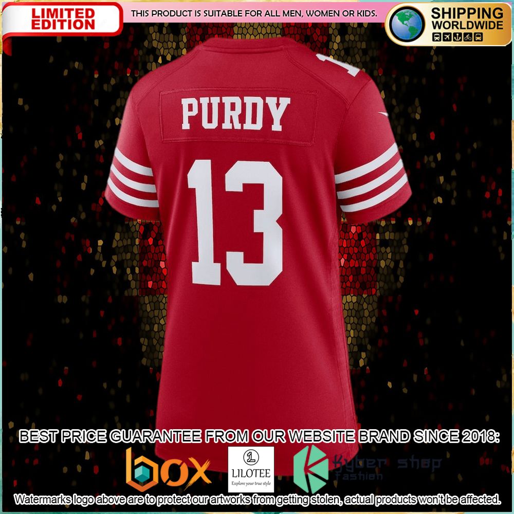 brock purdy san francisco 49ers nike womens scarlet football jersey 3 698