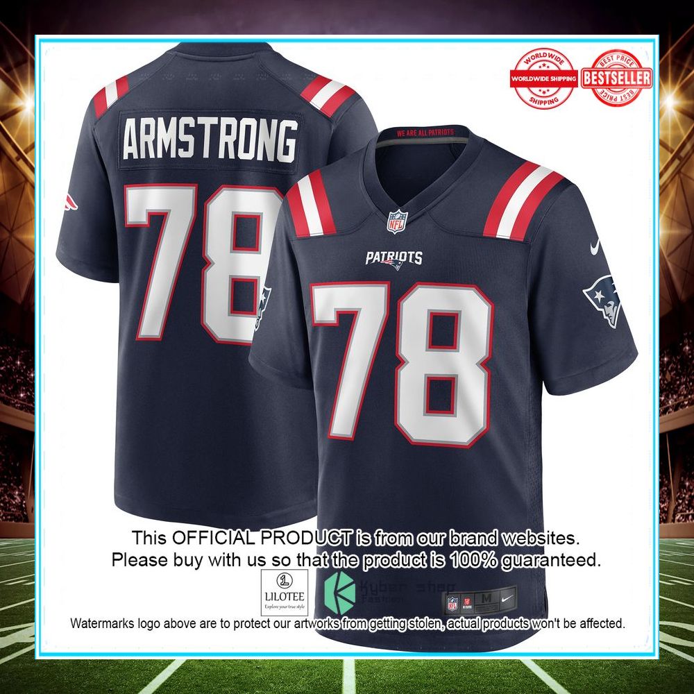 bruce armstrong new england patriots nike retired navy football jersey 1 100