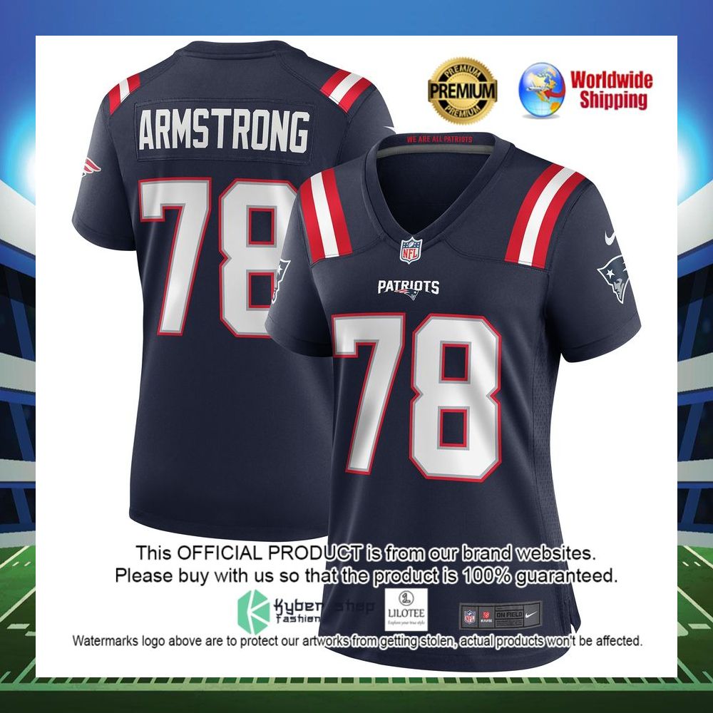 bruce armstrong new england patriots nike womens game retired player navy football jersey 1 863