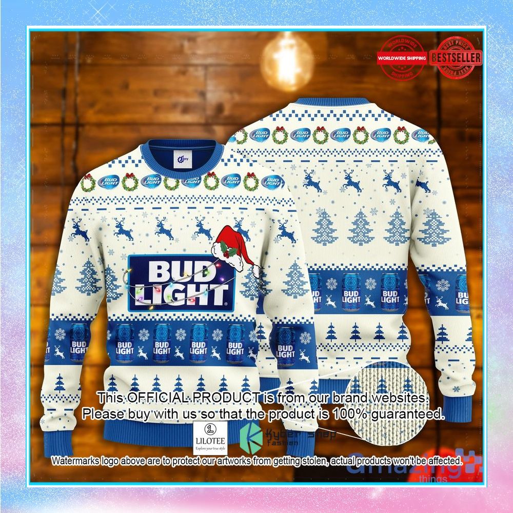 bud light santa ugly christmas sweater 1 420