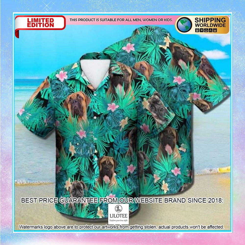 bullmastiff summer leaves hawaiian shirt 1 844