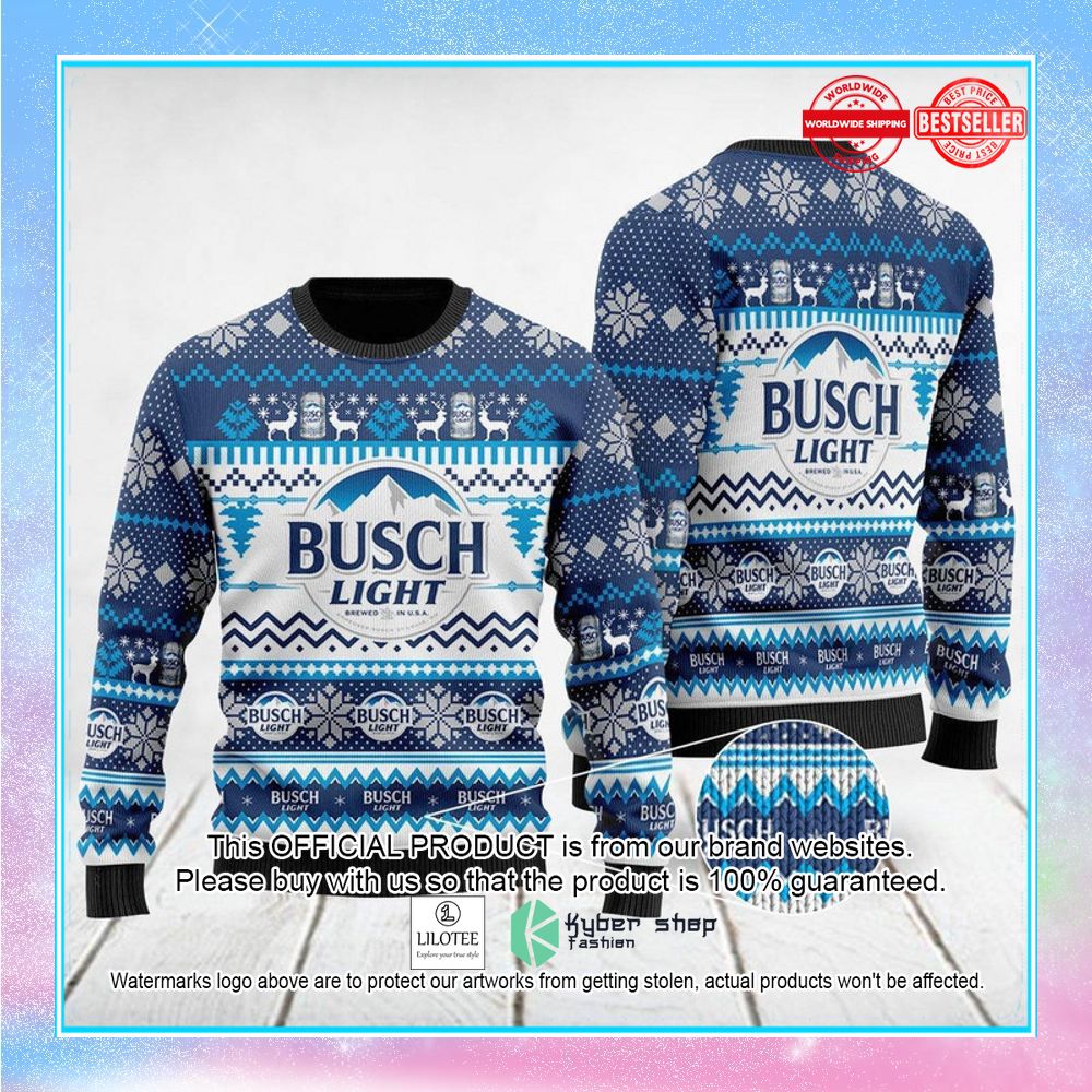 busch light blue ugly christmas sweater 1 237