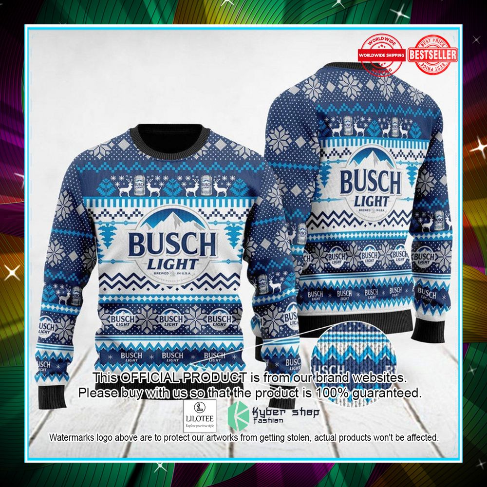 busch light blue ugly christmas sweater 1 300