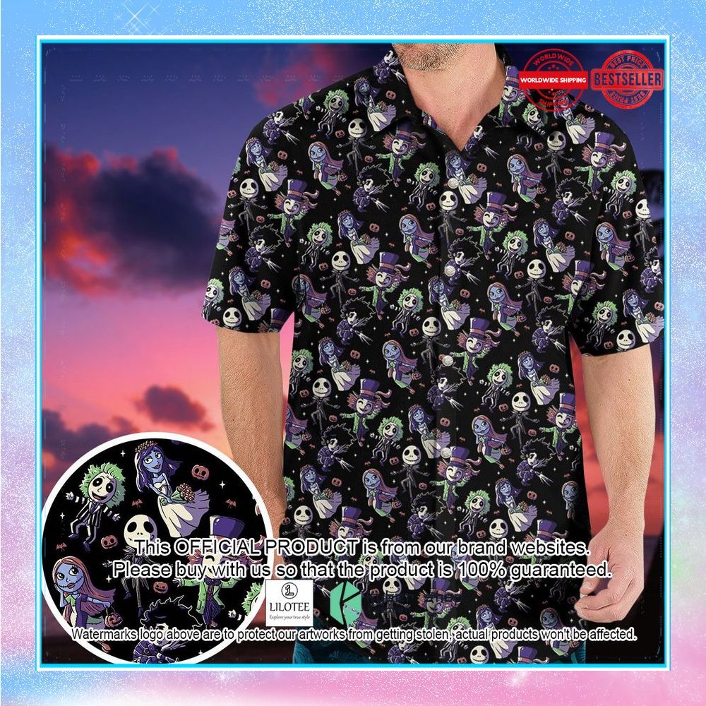 buttons characters halloween pattern hawaiian shirt 1 168