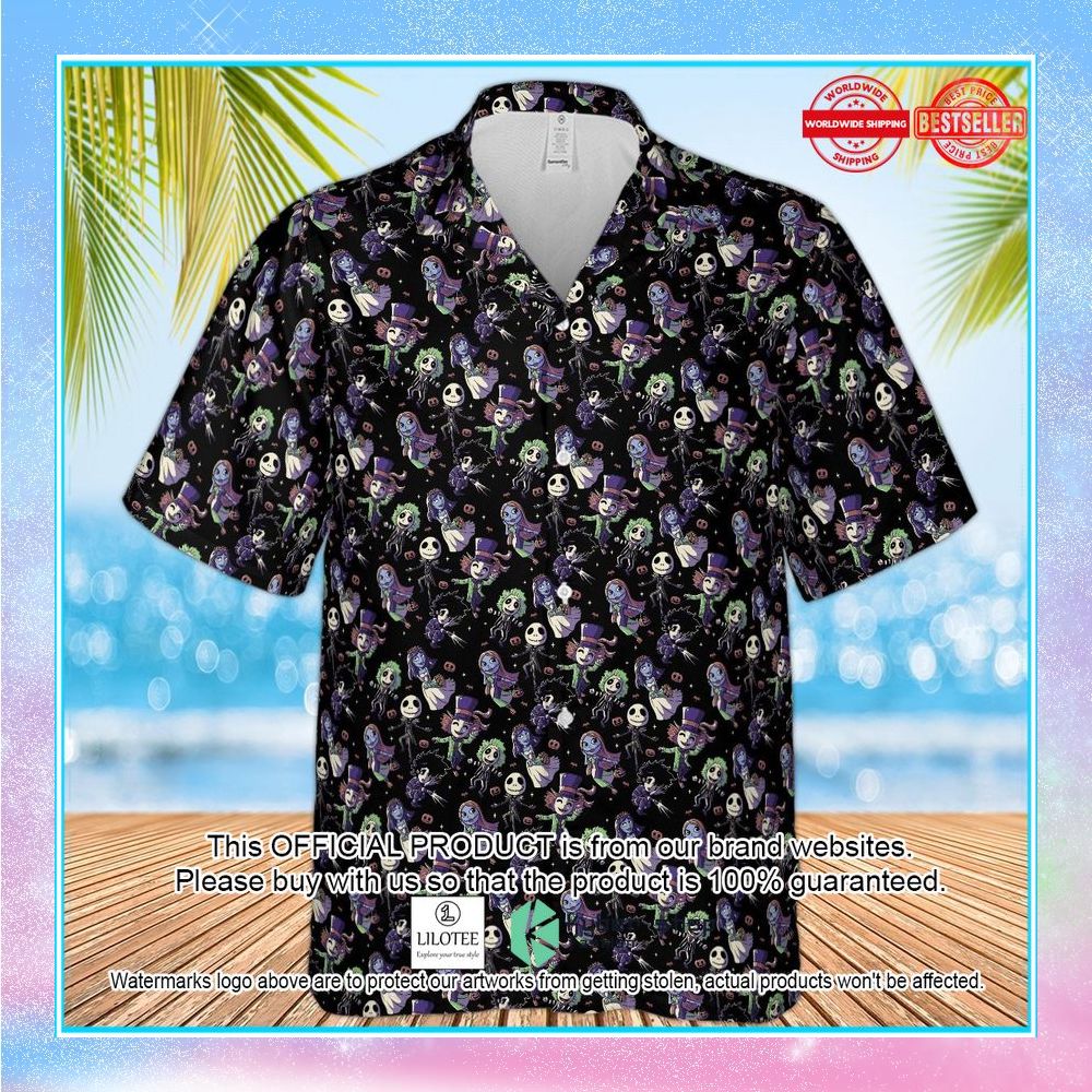 buttons characters halloween pattern hawaiian shirt 2 841