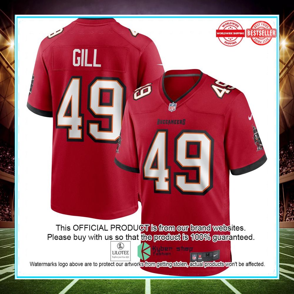 cam gill tampa bay buccaneers nike red football jersey 1 253