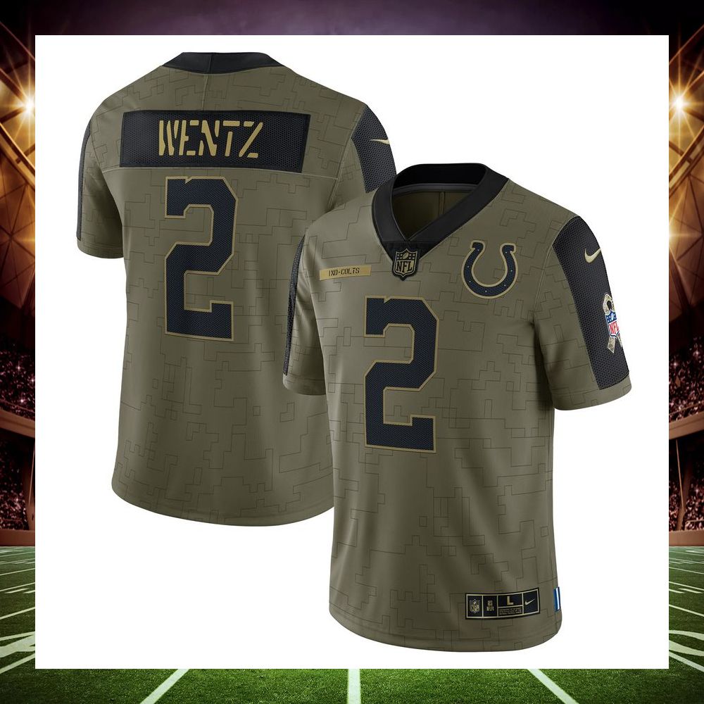 carson wentz indianapolis colts 2021 salute to service limited olive football jersey 1 714
