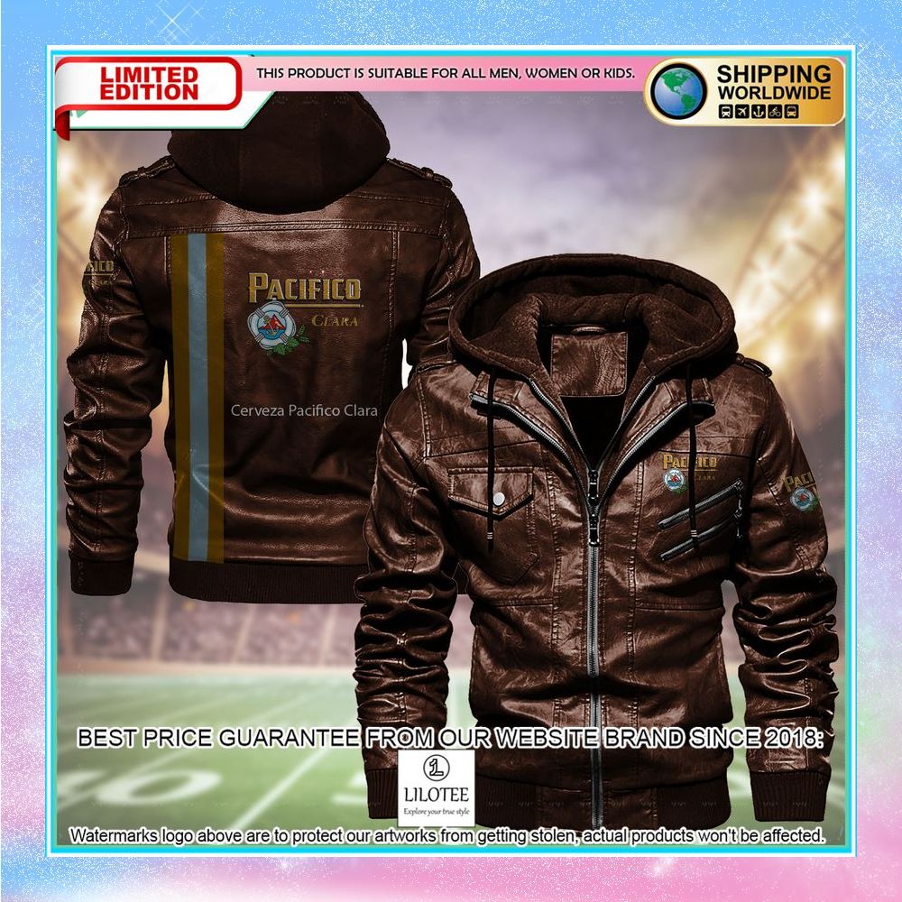 cerveza pacifico clara leather jacket fleece jacket 1 842