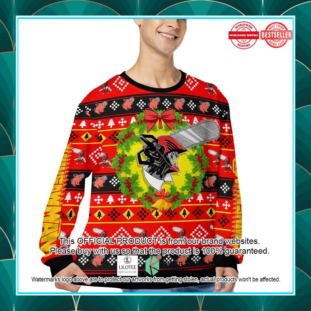 chainsaw man christmas ugly sweater 1 879