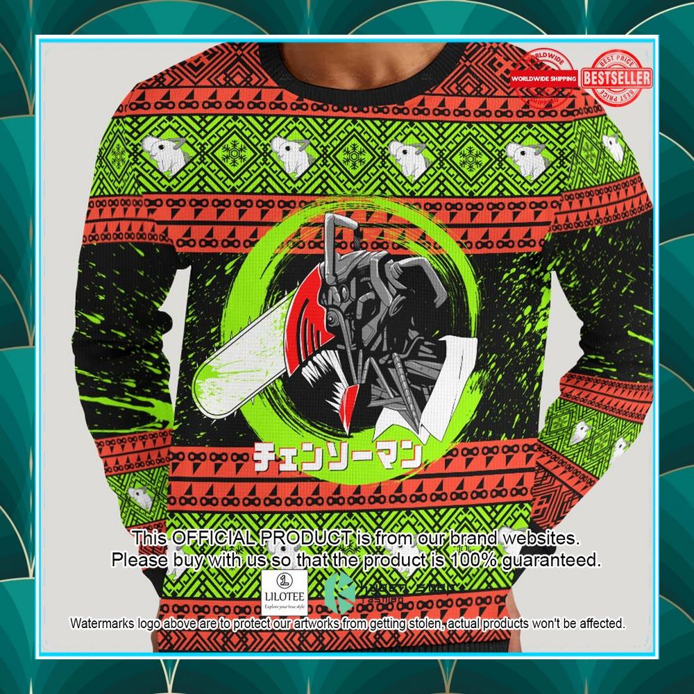 chainsawman christmas ugly sweater 1 862