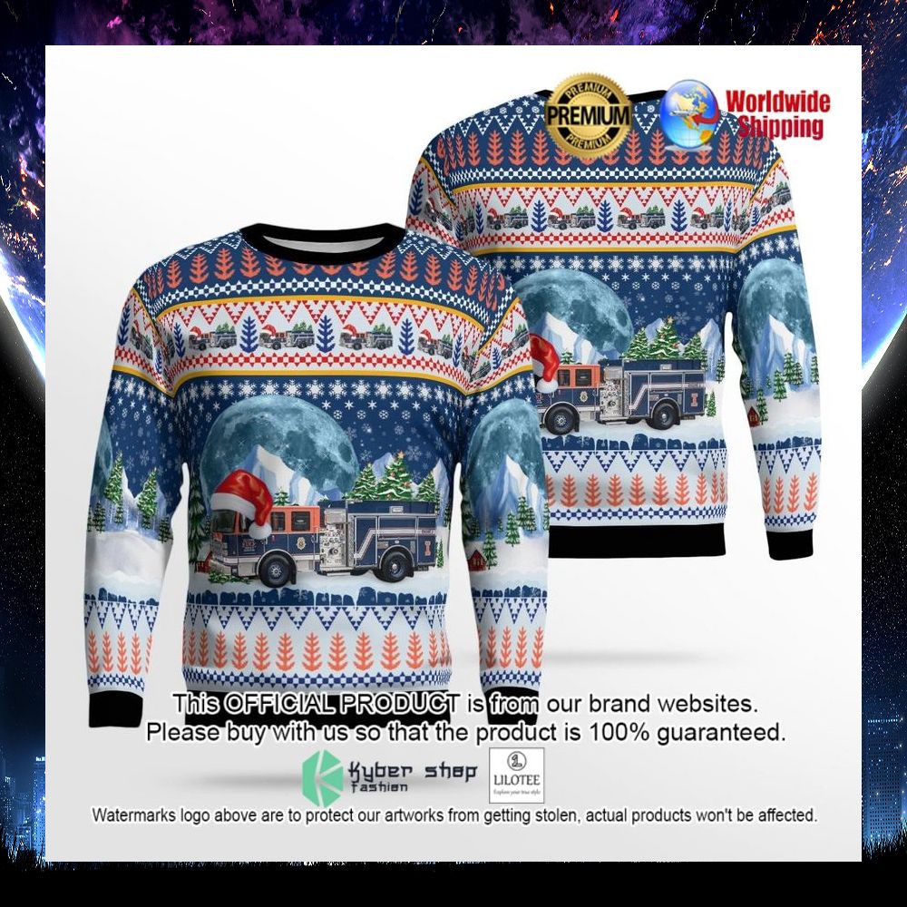 champaign illinois illinois fire service institute santa hat ugly sweater 1 794