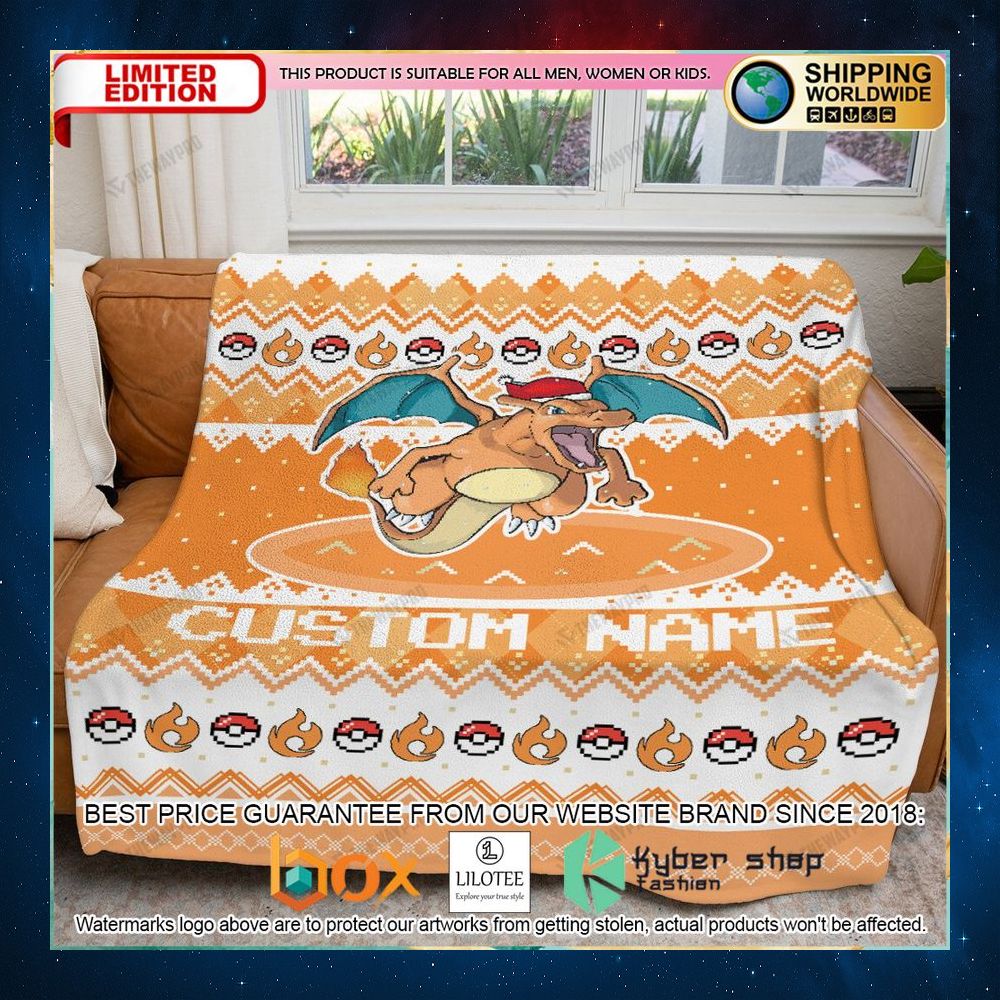 charizard pokemon santa hat custom blanket 1 387