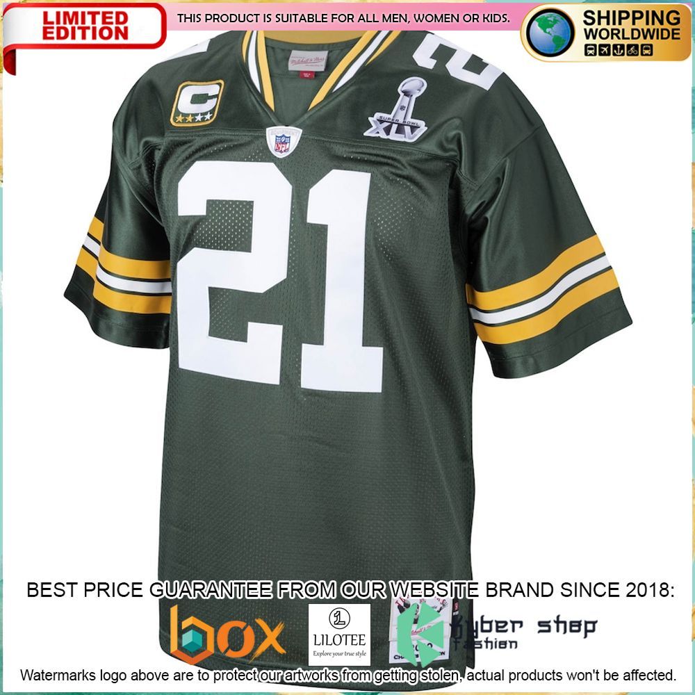 charles woodson green bay packers mitchell ness 2010 authentic throwback retired green football jersey 2 767