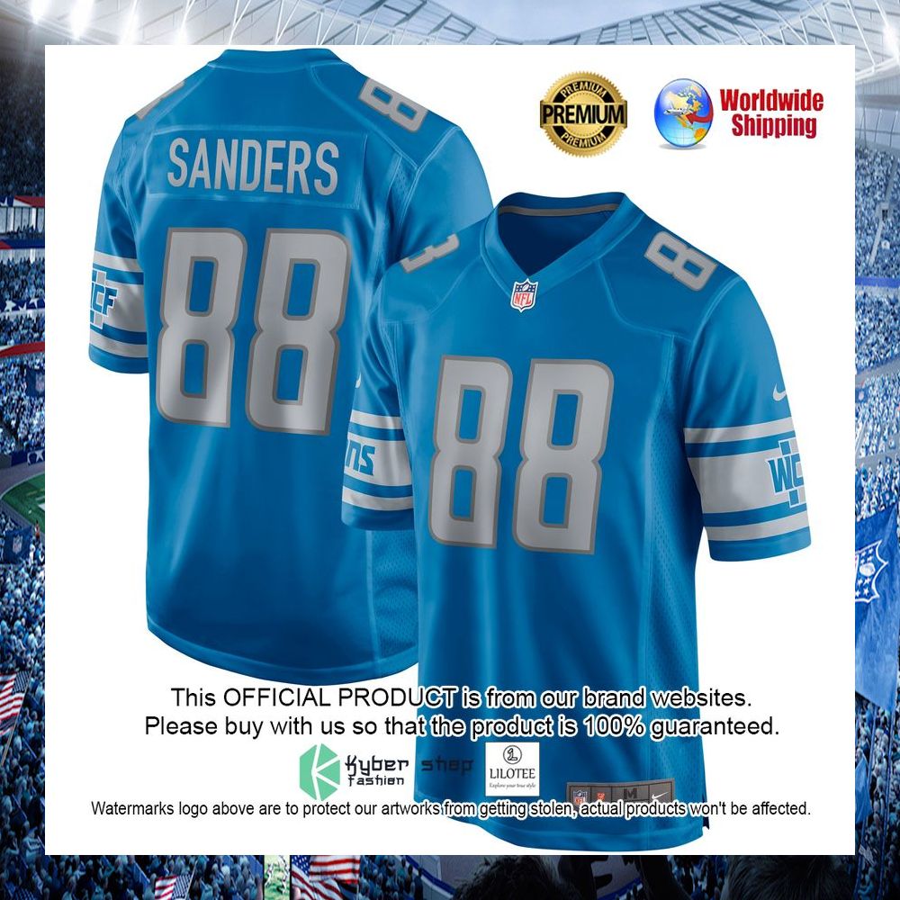 charlie sanders detroit lions nike retired blue football jersey 1 901