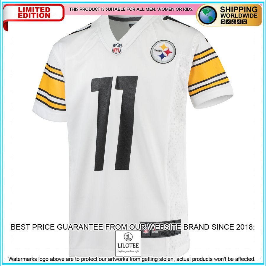 chase claypool pittsburgh steelers youth white football jersey 2 622