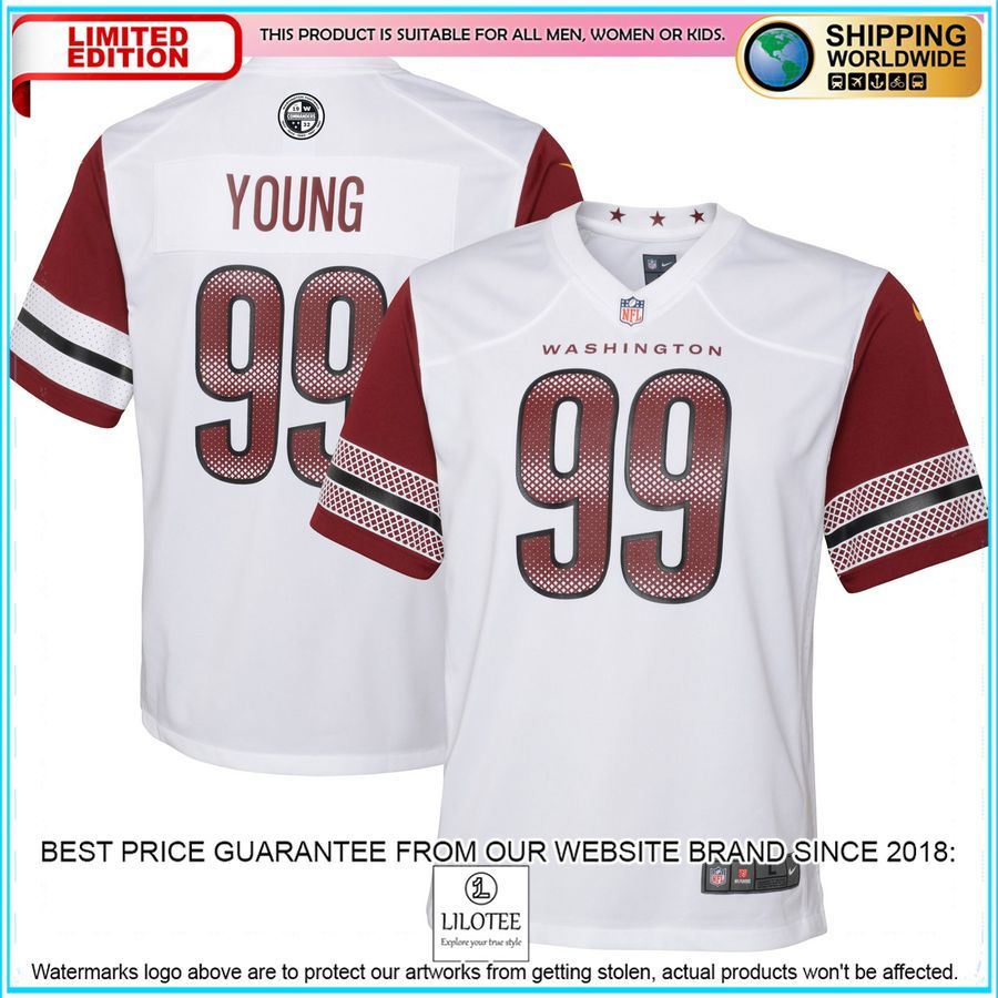 chase young washington commanders youth white football jersey 1 165