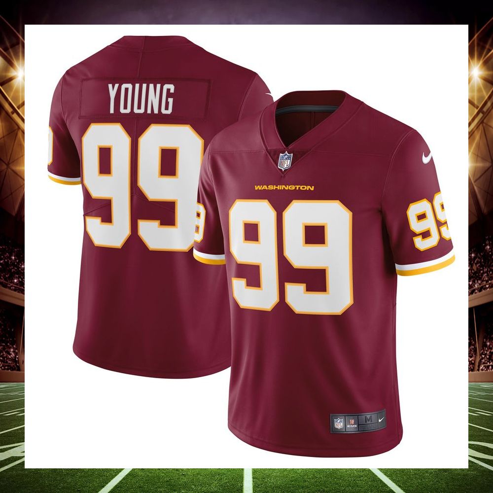 chase young washington football team vapor limited burgundy football jersey 1 599