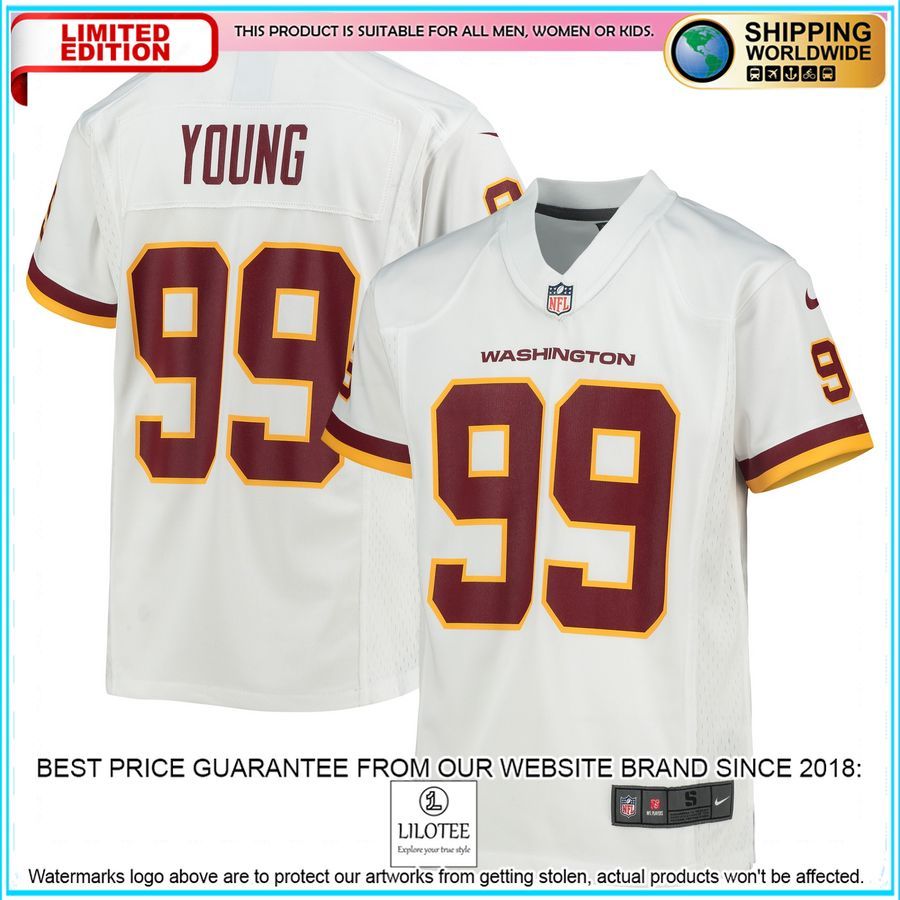 chase young washington football team youth white football jersey 1 879